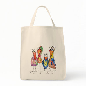 Four Cute Colorful Whimsical Birds Tote Bag