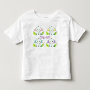 Four Cute Elephants with Child's Name Toddler T-shirt
