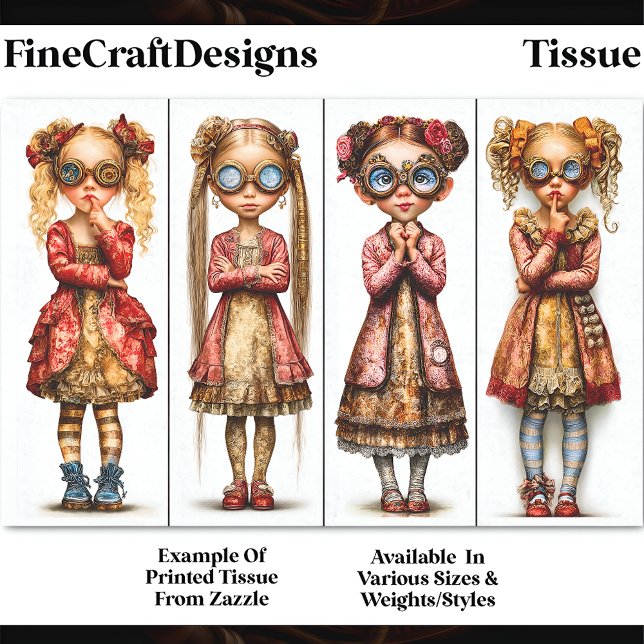 Four Cute Quirky Steampunk Girls DV3R Decoupage Tissue Paper (Creator Uploaded)
