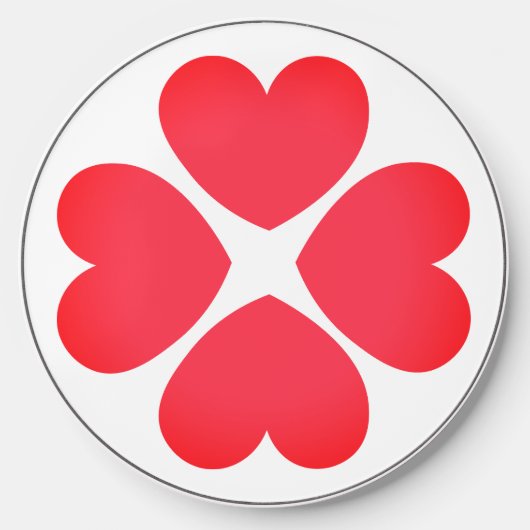Four Cute Red Hearts In A Circle  Wireless Charger (Front)