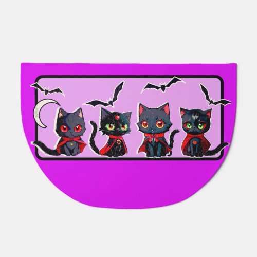 Four Cute Spooky Halloween Vampire Kittens Doormat