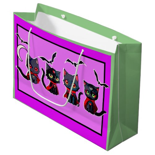 Four Cute Spooky Halloween Vampire Kittens Large Gift Bag