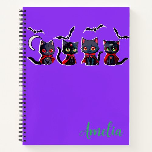 Four Cute Spooky Halloween Vampire Kittens Notebook