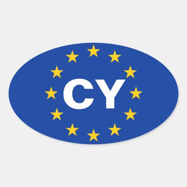FOUR Cyprus "CY" European Union Flag Oval Sticker (Front)