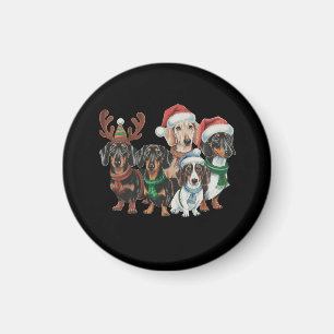 Four Dachshund Dogs Dressed In Festive Attire Magnet