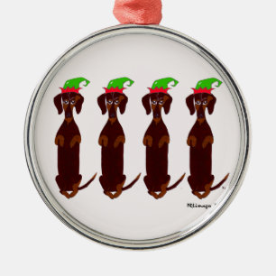 Four Dachshunds Christmas Ornament