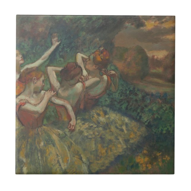 Four Dancers by Edgar Degas, Ballet Fine Art Ceramic Tile (Front)