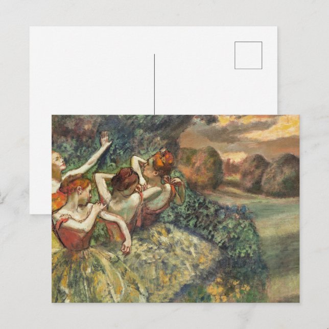 Four Dancers by Edgar Degas, Classic Ballet Art Postcard (Front/Back)
