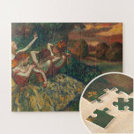 Four Dancers, Degas Art  Jigsaw Puzzle<br><div class="desc">Degas studied his preferred subject, ballet performers, in hundreds of works. Four Dancers, one of the largest and most ambitious of Degas late works depicts four ballerinas with blush-orange hair tied back in buns adjusting their corset. The four figures were based on photographs of one model in different poses and...</div>
