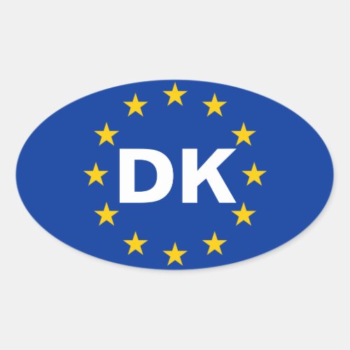 FOUR Denmark DK European Union Flag Oval Sticker