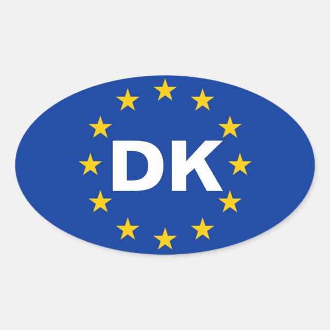 FOUR Denmark "DK" European Union Flag Oval Sticker (Front)