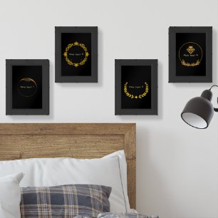 Four different logo images with Custom Text Clean Wall Art Sets