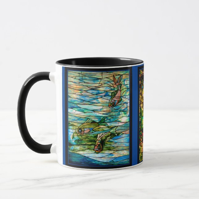 Four Different Tiffany Stained Glass Artworks Mug (Left)