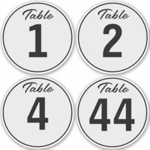 Four DIY 4" Any Color Vinyl Record Table Number Sticker
