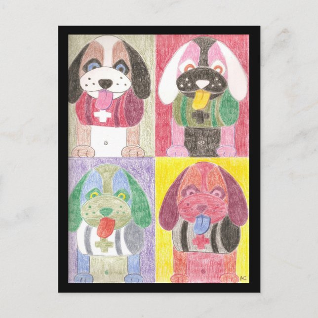 Four dogs postcard (Front)