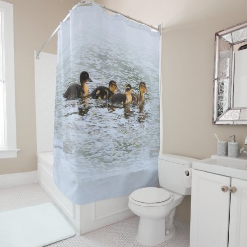 FOUR DUCKLETS SWIMMING SHOWER CURTAIN