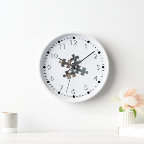 Four Earth Tone Puzzle Pieces Clock