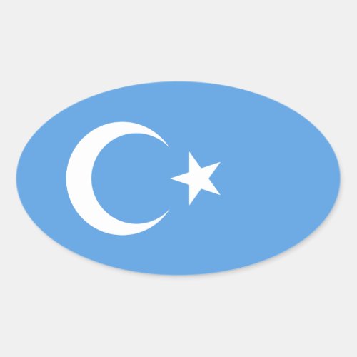 FOUR East Turkestan Uyghur Flag Oval Sticker