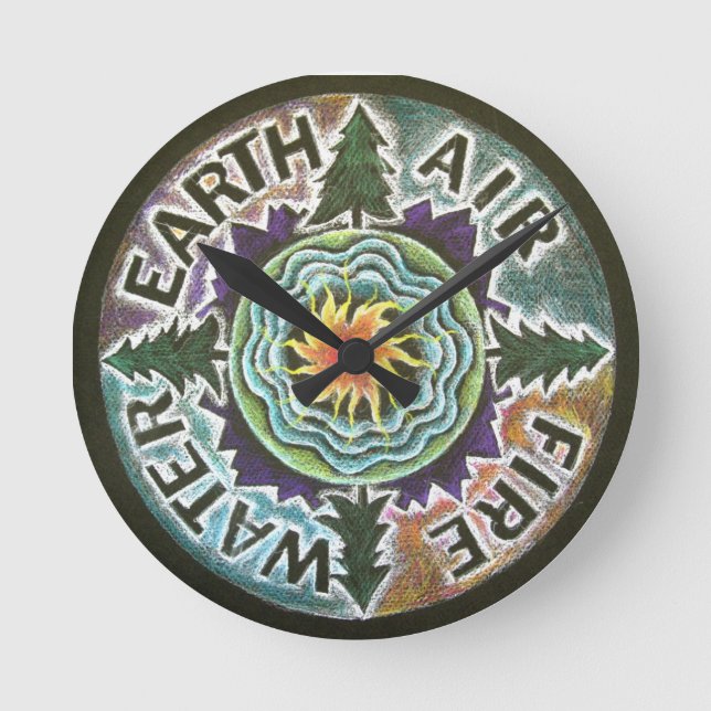 Four Elements -  Mandala Clock - Earth Day (Front)