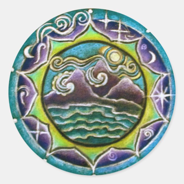 Four Elements Mandala Sticker earth, water, fire, (Front)