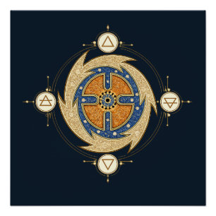 Four Elements Moroccan Mandala Sacred Geometry Poster
