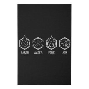 Four Elements Of Nature Design Earth Water Fire Faux Canvas Print