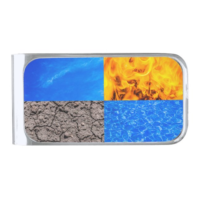 Four Elements Silver Finish Money Clip (Front)