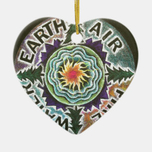 Four Elements Sun Mandala Ceramic Ornament