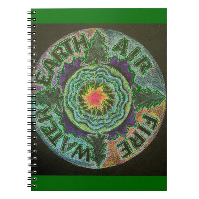 Four Elements Sun Mandala Notebook (Front)