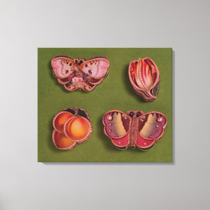 Four enamelled and jewelled boxes, butterfly canvas print