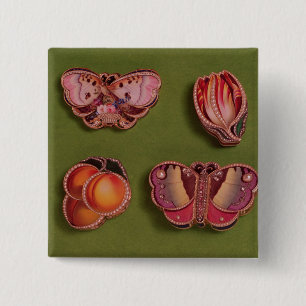 Four enamelled and jewelled boxes, butterfly pinback button