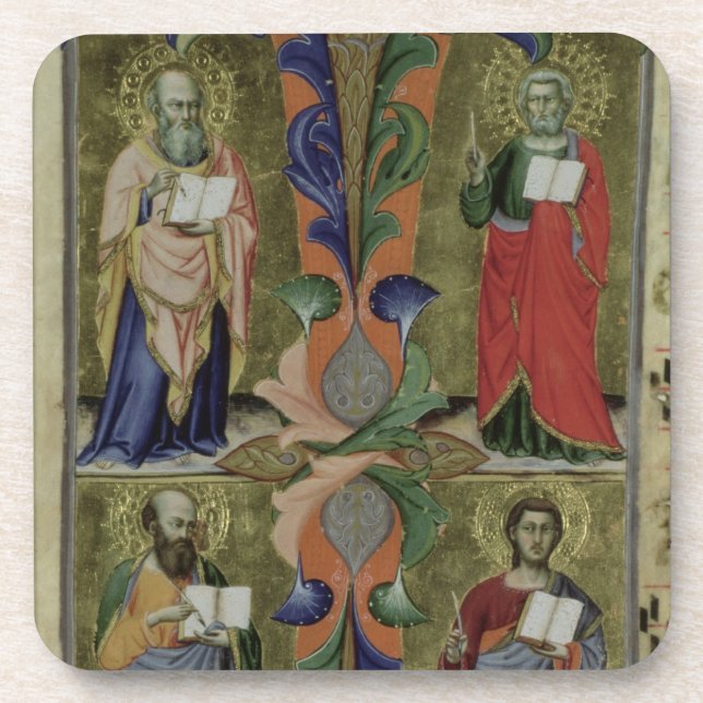 Four Evangelists, 14th century (vellum) Beverage Coaster (Front)