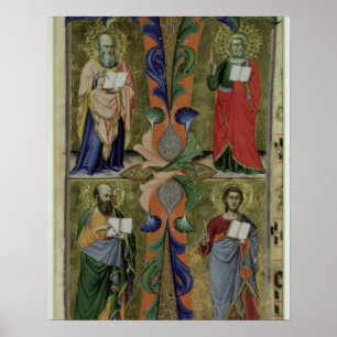 Four Evangelists, 14th century (vellum) Poster