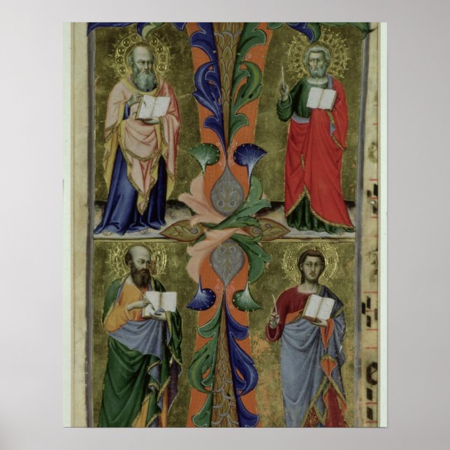 Four Evangelists, 14th century (vellum) Poster (Front)