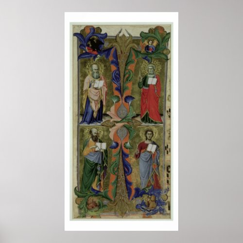 Four Evangelists 14th century vellum Poster