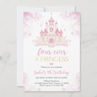 Four ever a Princess 4th Birthday Invitation
