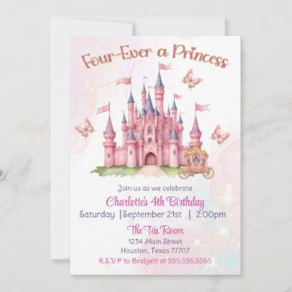Four-Ever a Princess 4th Birthday Invitation