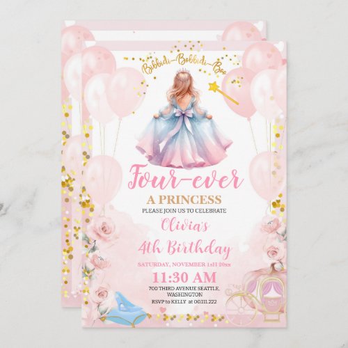 Four Ever A Princess Birthday  Invitation