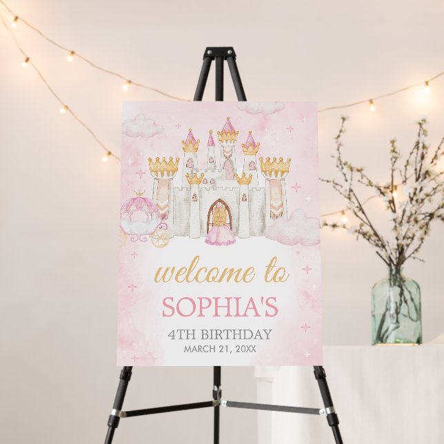 Four Ever a Princess Birthday Party Welcome Sign (In Situ (Stand))