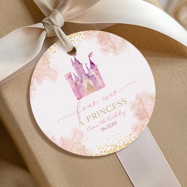 Four Ever A Princess Castle 4th Birthday Party Favor Tags | Zazzle