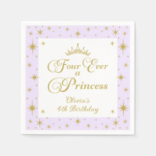 Four Ever a Princess Gold Princess 4th Birthday Napkins