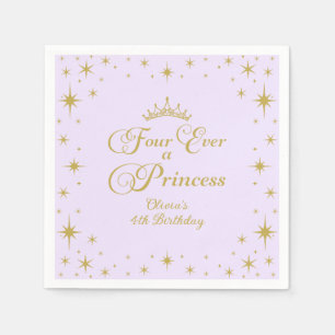Four Ever a Princess Gold Princess 4th Birthday Napkins