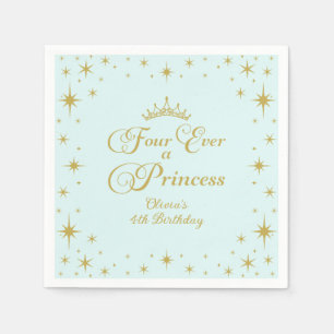 Four Ever a Princess Gold Princess 4th Birthday Napkins