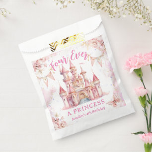 Four Ever A Princess Pink Castle Girl 4th Birthday Favor Bag