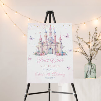 Four Ever A Princess Pink Girl 4th Birthday Party Foam Board