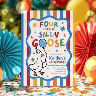Four Ever A Silly Goose Boy 4th Birthday Party Invitation