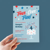 Four-Ever Free 4th Birthday Party Invitation