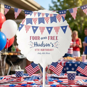 Four Ever Free! 4th Of July 4th Birthday Party Balloon