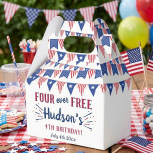 Four Ever Free! 4th Of July 4th Birthday Party Favor Boxes