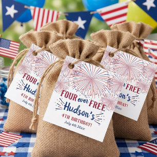 Four Ever Free! 4th Of July 4th Birthday Party Favor Tags